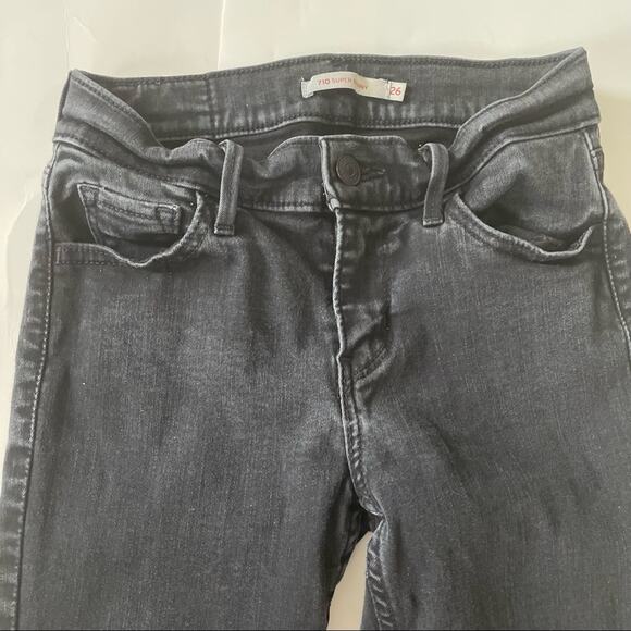 Levi's 710 Super Skinny Jeans Legging Distressed Black Gray 26 EUC - Picture 11 of 11